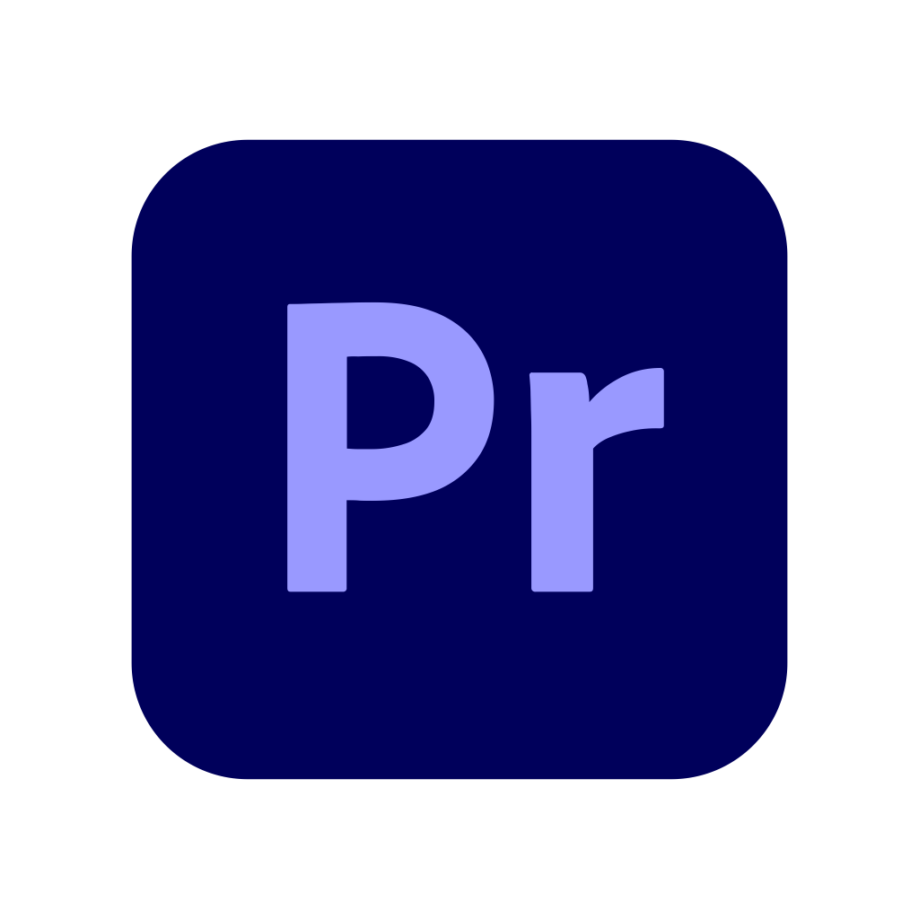 logo premiere pro -> texte Pr violet clair sur fond violet foncé