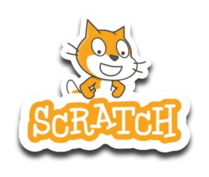 logo scratch -> chat orange sur un texte où il est marqué "scratch"